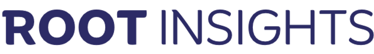 Root Insights Logo consisting of a digitized representation of a tree in blue and white with straight lines.